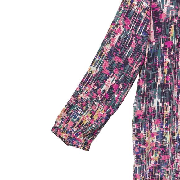 NYDJ Women’s XL 3/4 Sleeve Printed Pintucked Back Blouse Multicolor Print - Picture 3 of 12